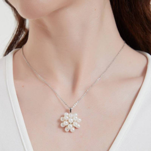Floral Oval Pearl Set Necklace and Earrings (Purchase Individually) - House Of Pearls